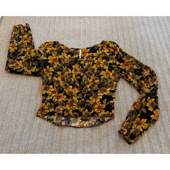 Free People Love Letter Set With Long Sleeve Crop Top - Black/Yellow Boho Style - Picture 6 of 16